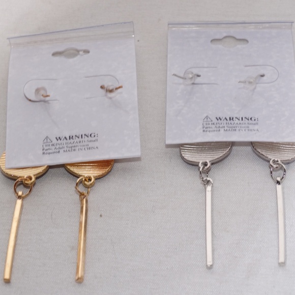 Evil Eye Dangling Earrings Rhinestone Silver Gold - Picture 2 of 2